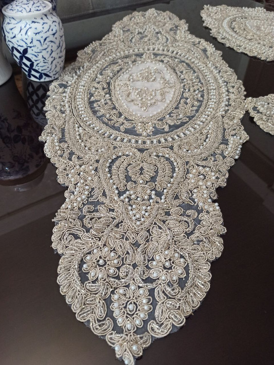 ست رومیزی ۵ تکه کارشده دستدوز