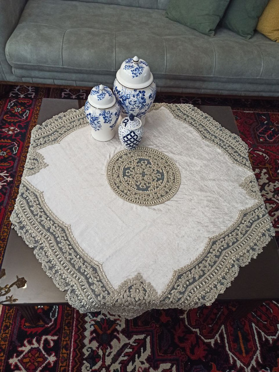 ست رومیزی ۵ تکه کارشده دستدوز