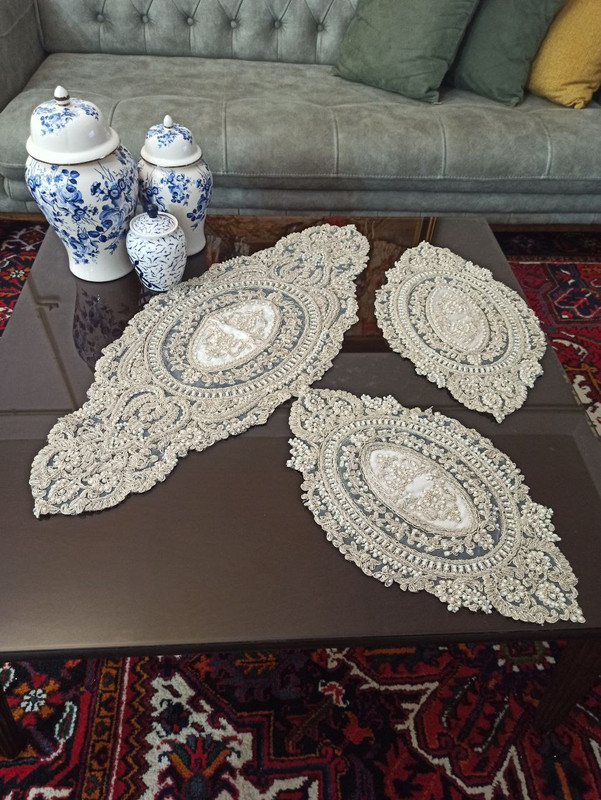 ست رومیزی ۵ تکه کارشده دستدوز