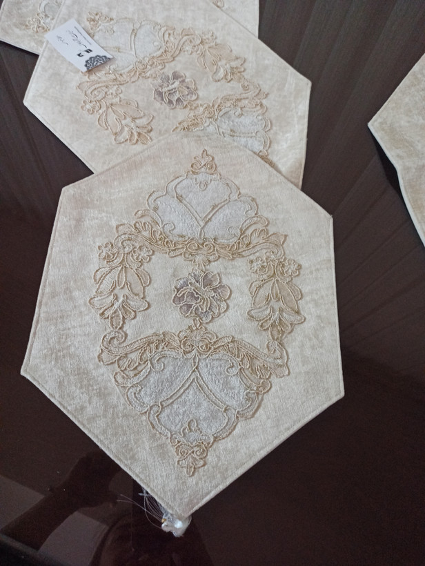 رومیزی مخمل 4تکه ،3عدد میز عسلی یک عدد جلو مبلی