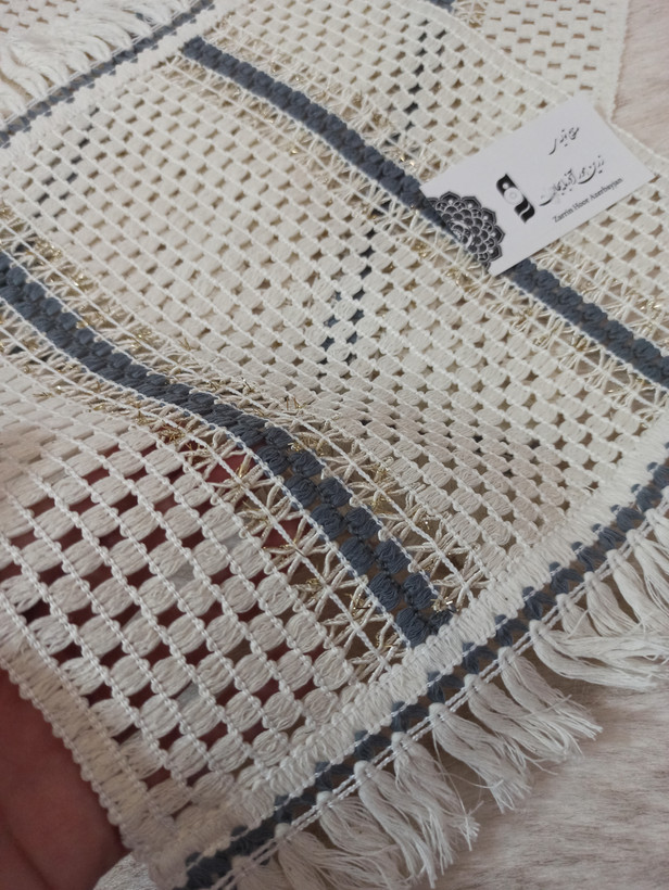 رومیزی مکرومه ترند مینیمال3 تکه اندازه میز عسلی 30*30حلو مبلی 77*40