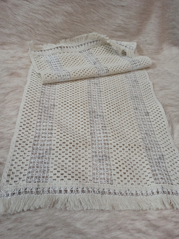 رومیزی مکرومه ترند مینیمال3 تکه اندازه میز عسلی 30*30حلو مبلی 77*40