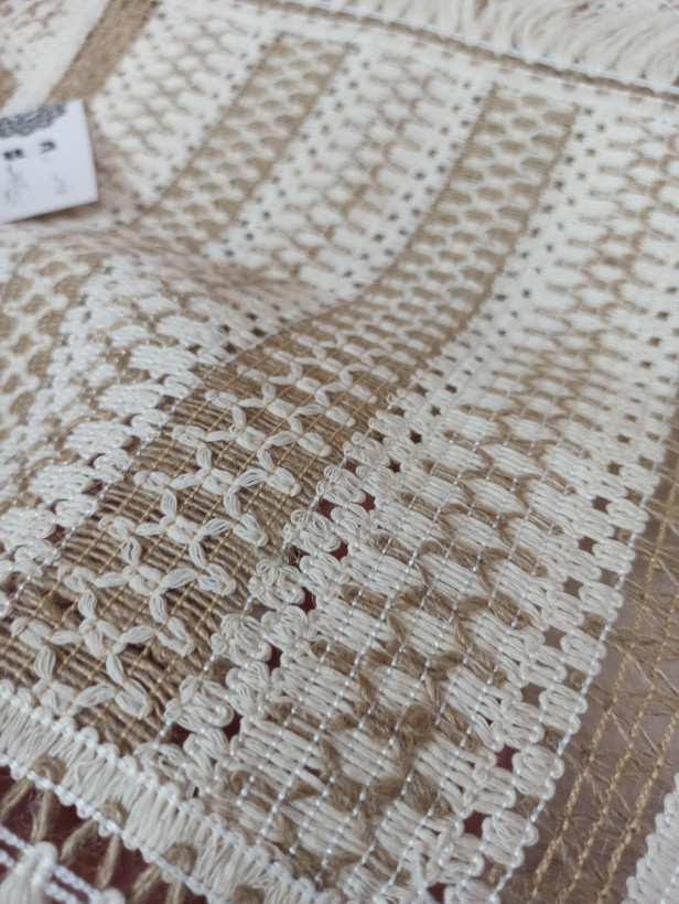 رومیزی مکرومه ترند مینیمال3 تکه اندازه میز عسلی 30*30حلو مبلی 77*40